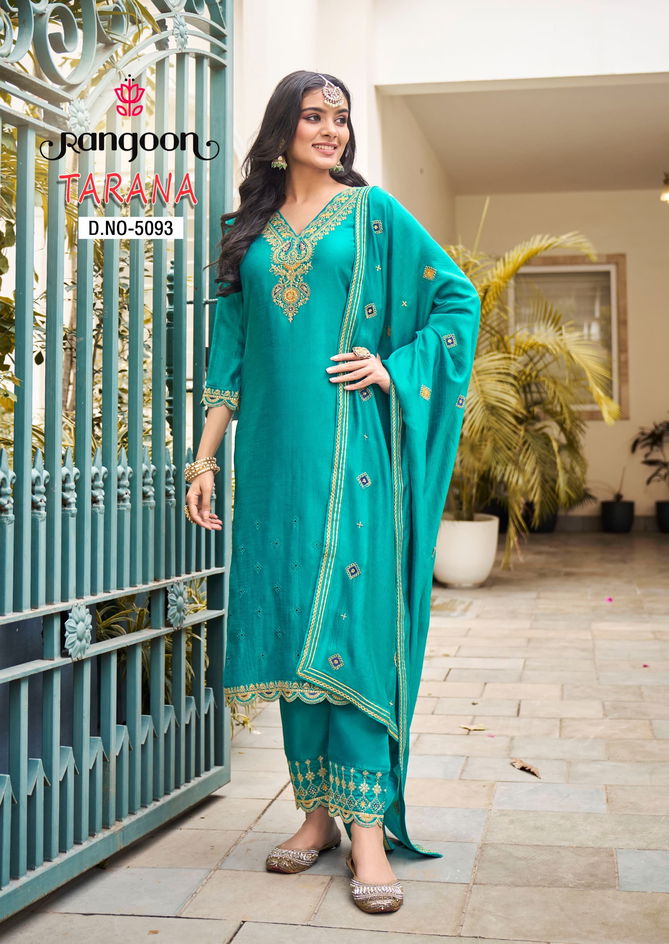 Tarana By Rangoon Silk Designer Embroidery Kurti With Bottom Dupatta Wholesale Price In Surat
